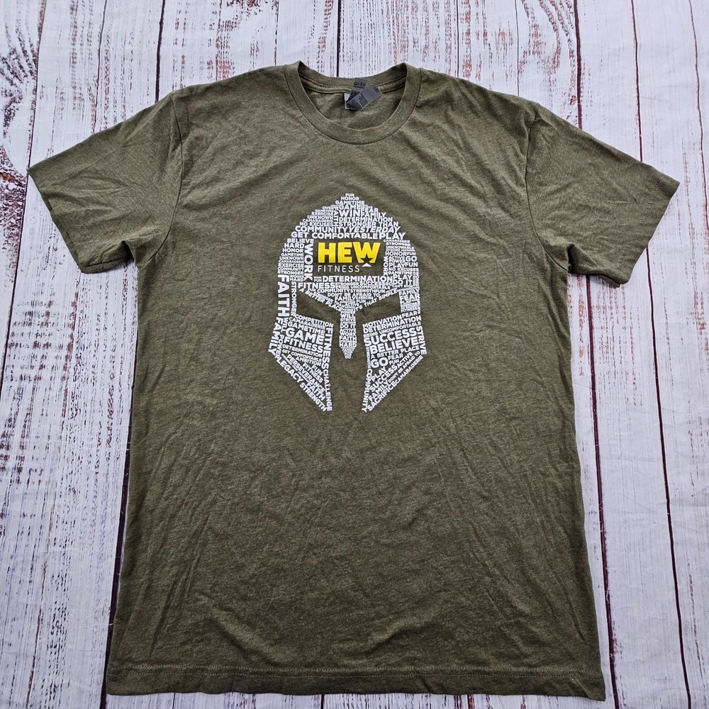 HEW Fitness Hard Work Works Green Short Sleeve Cotton Blend T-Shirt Men's M